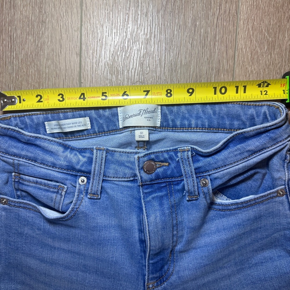 Universal Thread Jeans Womens High Rise Everyday Wide Leg Raw Hem Blue Denim 6R - Picture 8 of 11